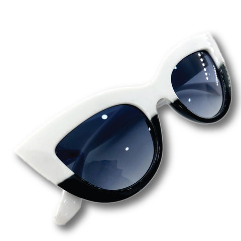 GAFA ESTILO CAT EYE COLOR BLOCK BLANCA Y NEGRA