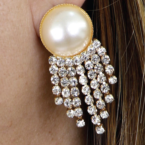 Pantallas perla y rhinestone-Pearl and rhinestone earrings