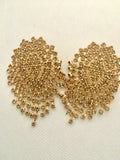 Gold rhinestones pierced earrings 