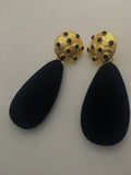 Pantallas velvet negras largas-Velvet black earrings