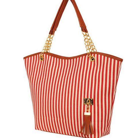 Striped Canvas Handbag