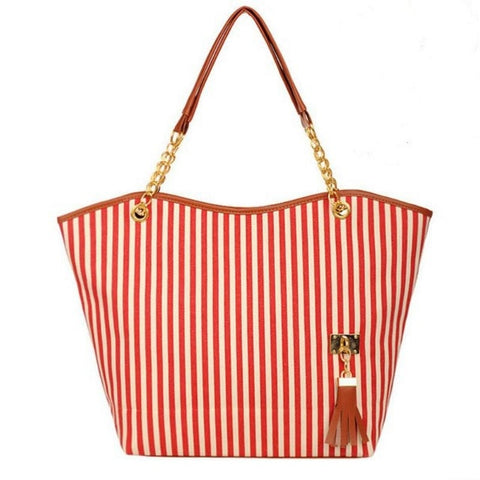 Striped Canvas Handbag