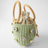 Precious Diamond Look Straw Handbag