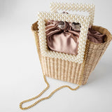 Superb Pearl Handle  Straw Handbag 2020